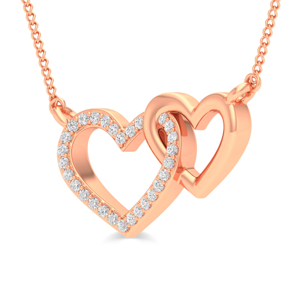 LAB CREATED DUAL HEART PENDANT NECKLACE