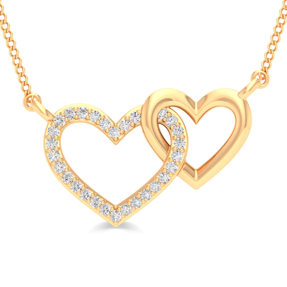 LAB CREATED DUAL HEART PENDANT NECKLACE