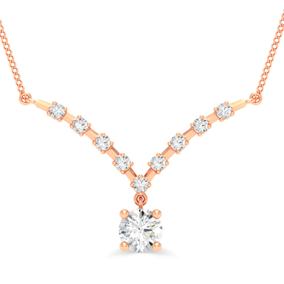 LAB GROWN DIAMOND DROP ROUND PENDANT NECKLACE