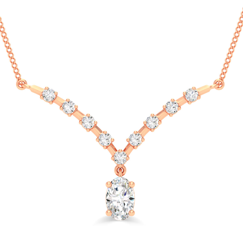 LAB GROWN DIAMOND DROP OVAL PENDANT NECKLACE