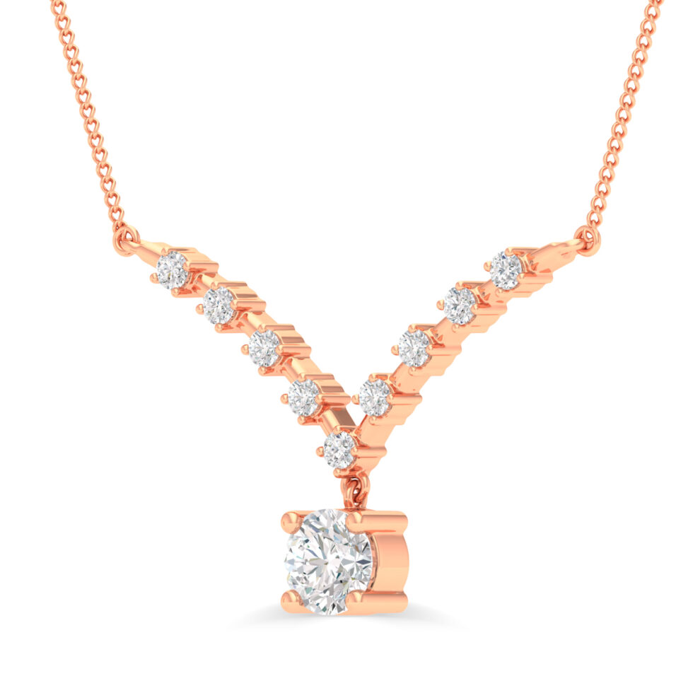 LAB GROWN DIAMOND DROP ROUND PENDANT NECKLACE