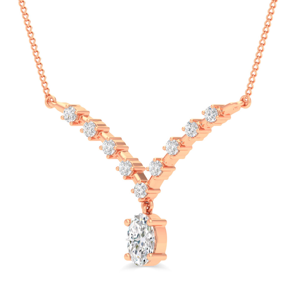 LAB GROWN DIAMOND DROP OVAL PENDANT NECKLACE