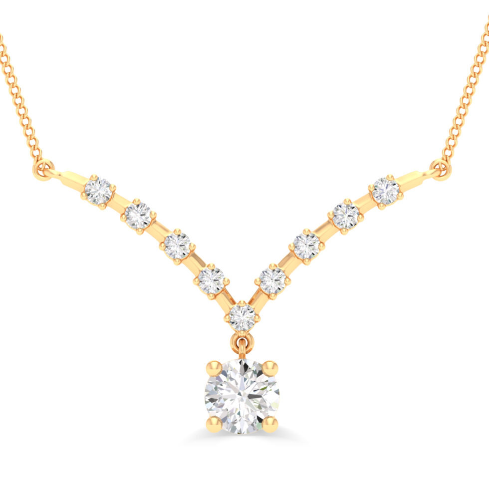 LAB GROWN DIAMOND DROP ROUND PENDANT NECKLACE