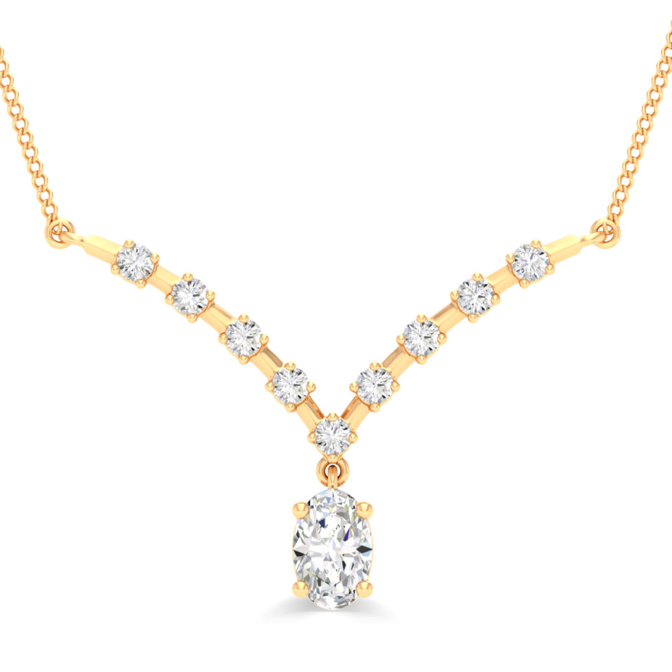 LAB GROWN DIAMOND DROP OVAL PENDANT NECKLACE