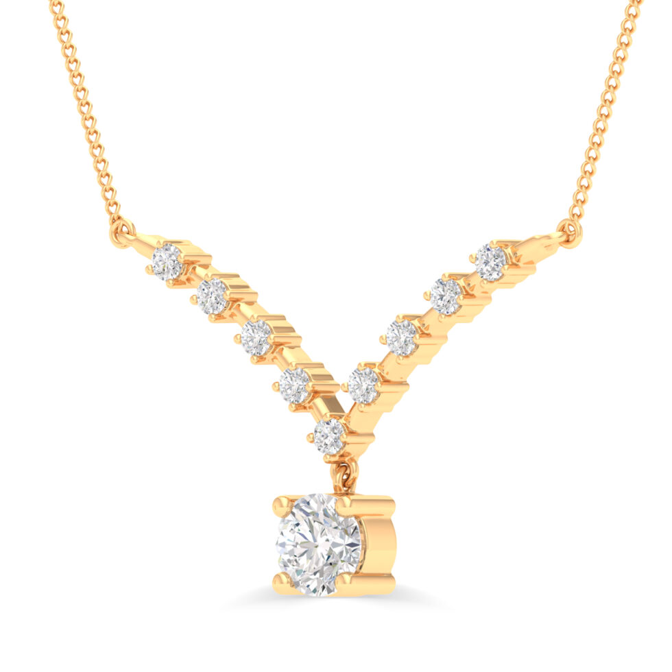 LAB GROWN DIAMOND DROP ROUND PENDANT NECKLACE