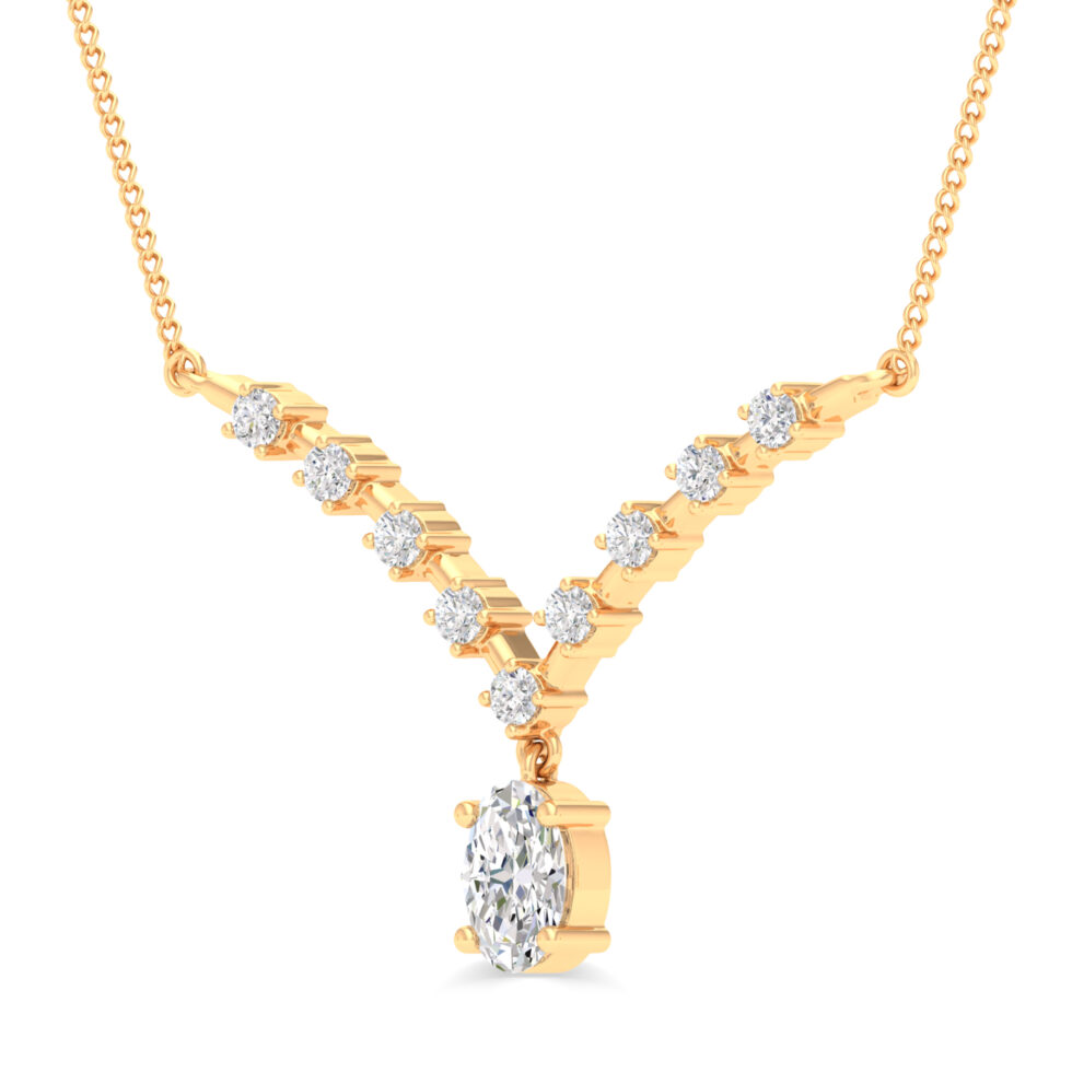 LAB GROWN DIAMOND DROP OVAL PENDANT NECKLACE