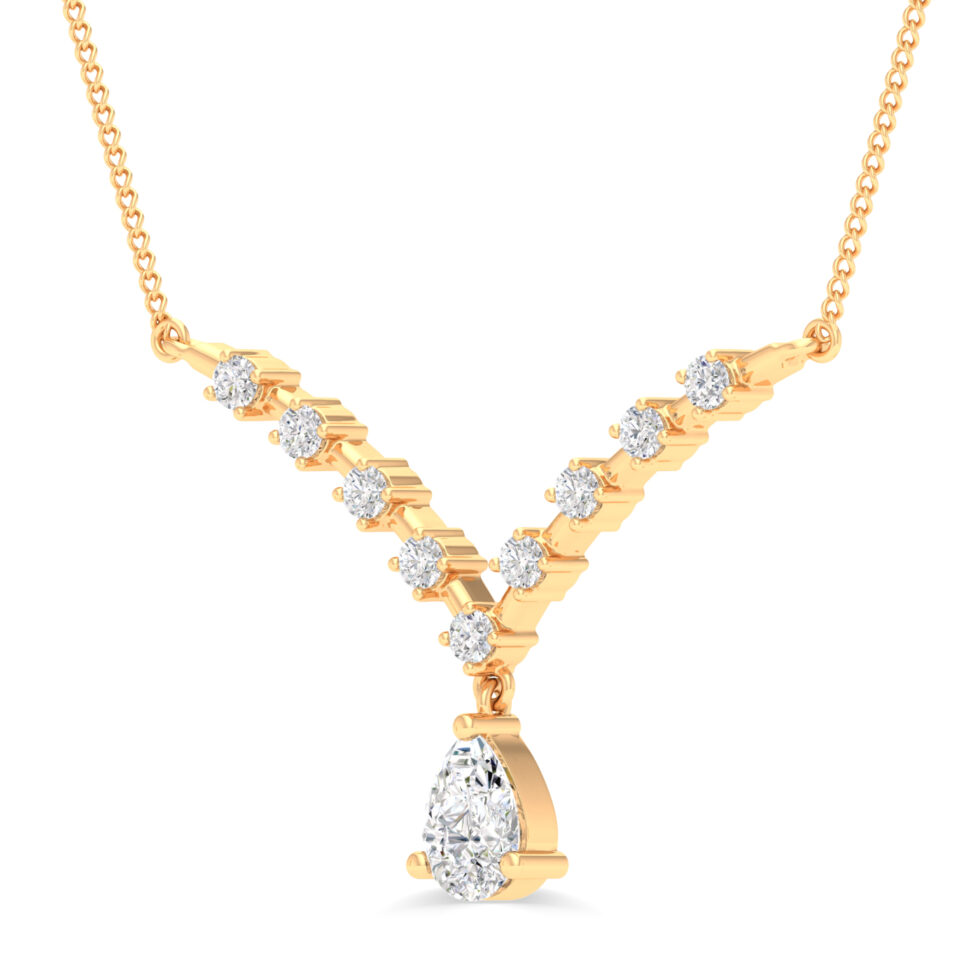 LAB GROWN DIAMOND DROP PEAR PENDANT NECKLACE
