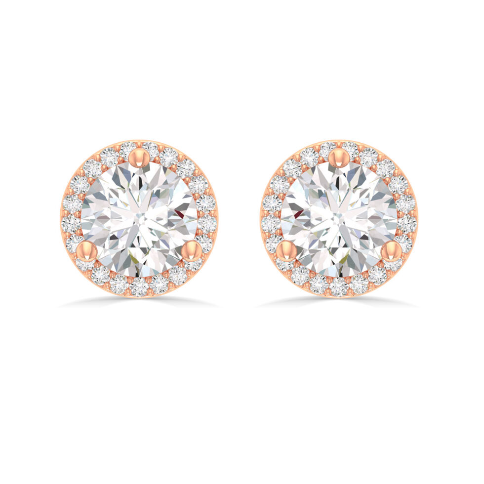 MAN MADE DIAMONDS ROUND HALO EARRINGS
