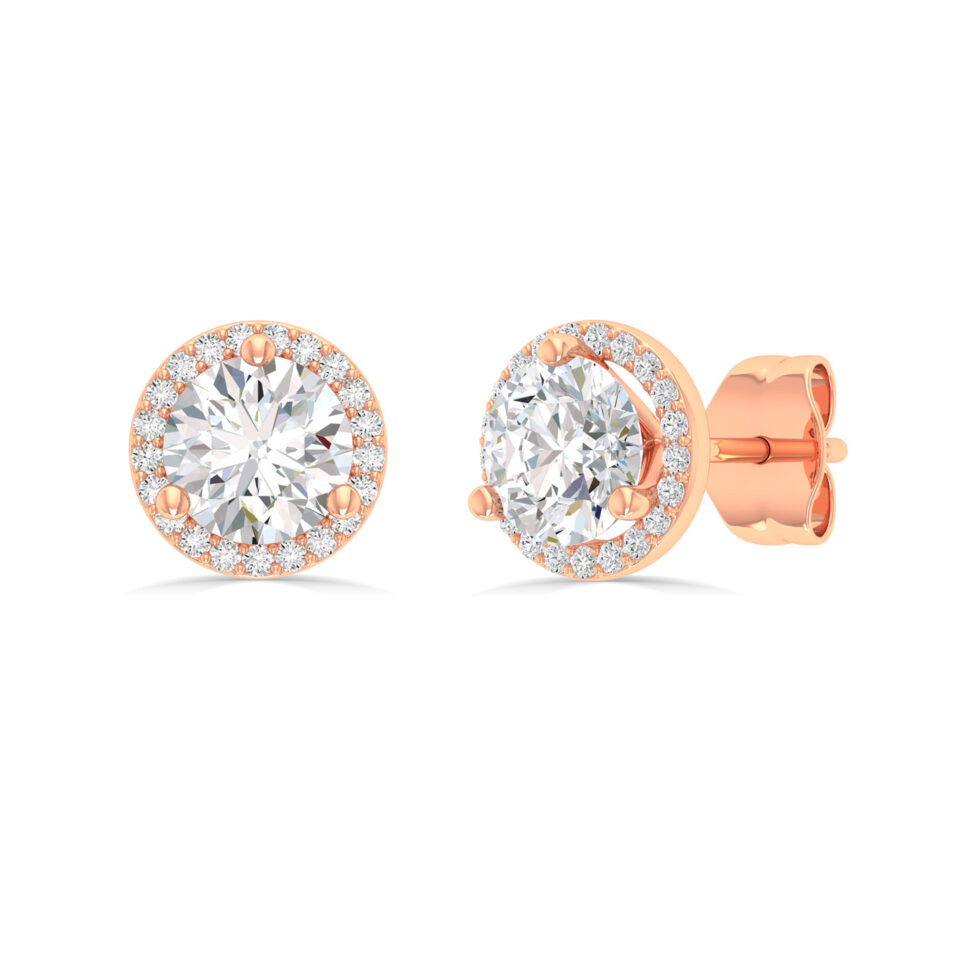 MAN MADE DIAMONDS ROUND HALO EARRINGS