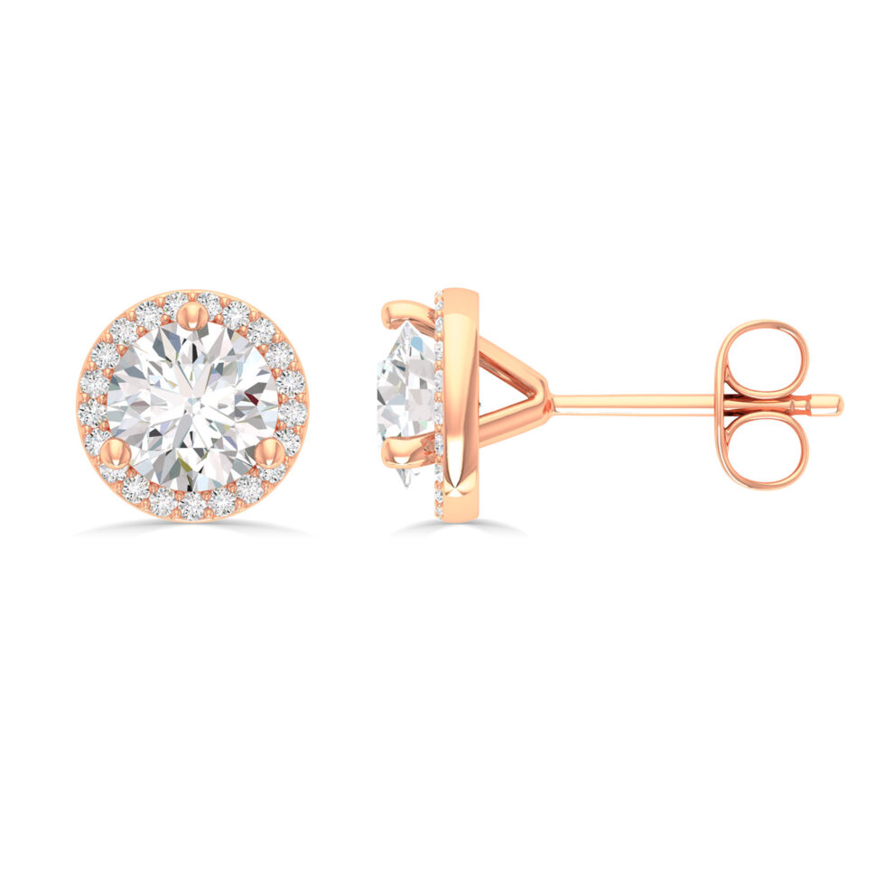 MAN MADE DIAMONDS ROUND HALO EARRINGS