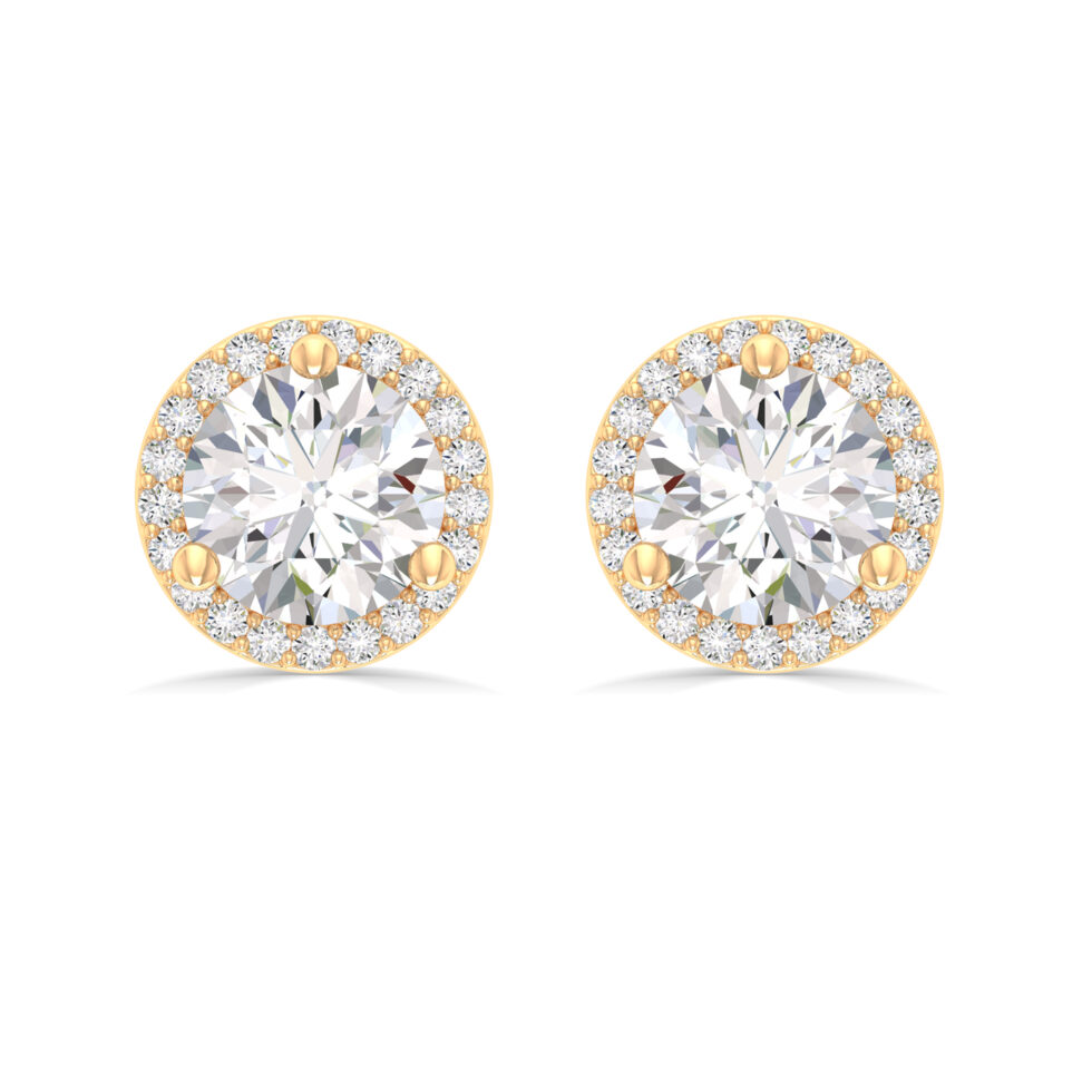 MAN MADE DIAMONDS ROUND HALO EARRINGS