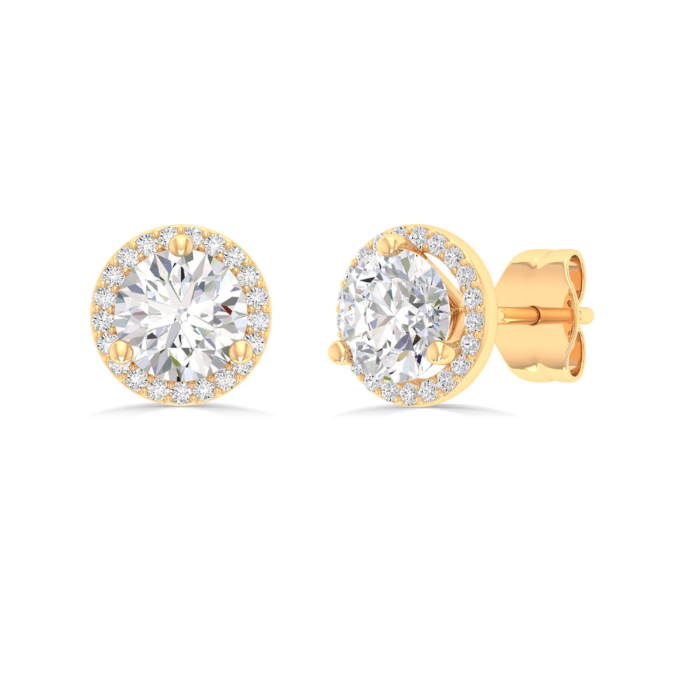 MAN MADE DIAMONDS ROUND HALO EARRINGS