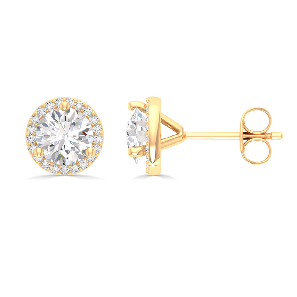 MAN MADE DIAMONDS ROUND HALO EARRINGS