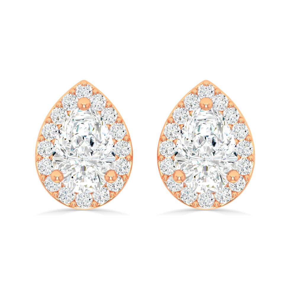 LAB GROWN PEAR HALO EARRINGS