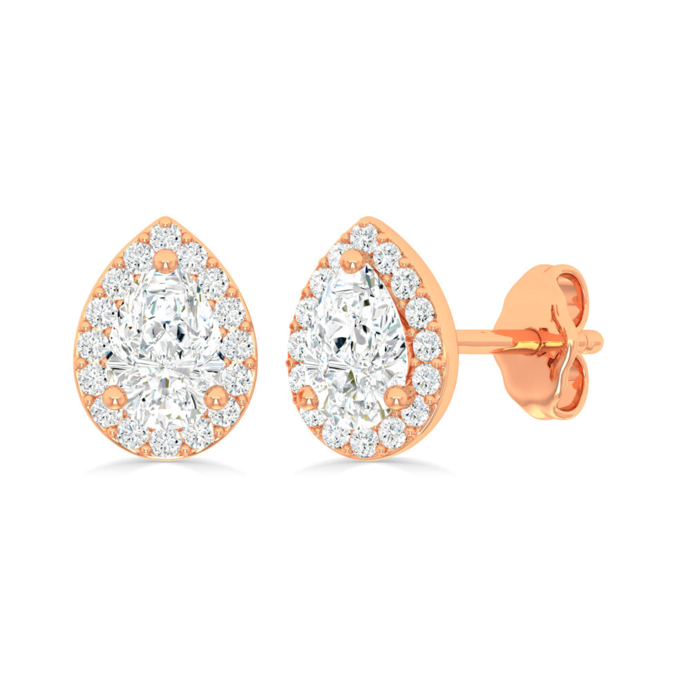 LAB GROWN PEAR HALO EARRINGS