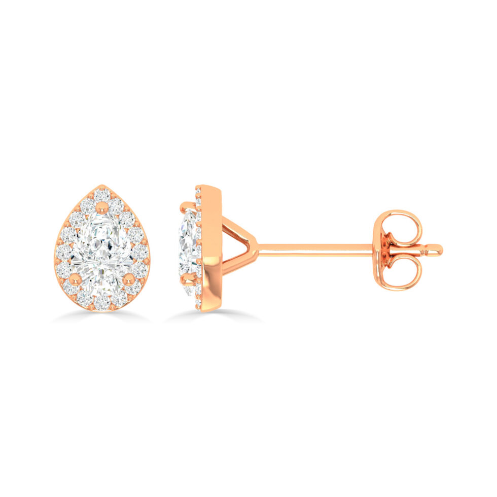 LAB GROWN PEAR HALO EARRINGS