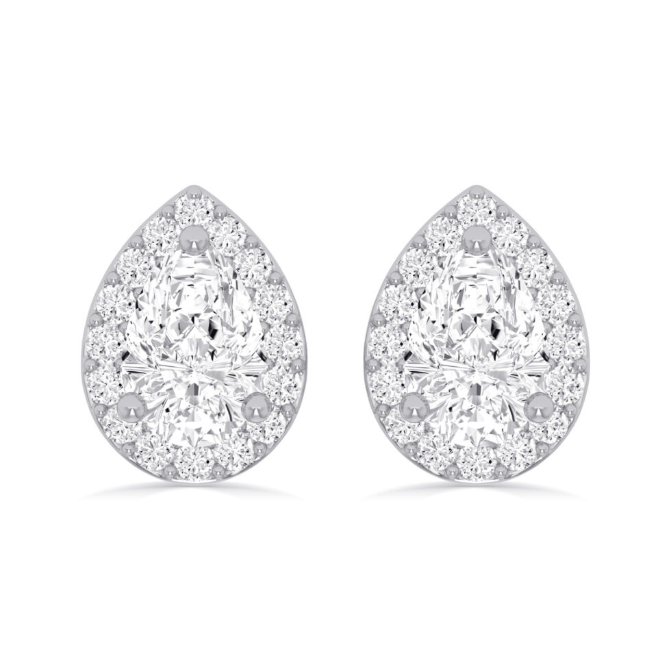 LAB GROWN PEAR HALO EARRINGS