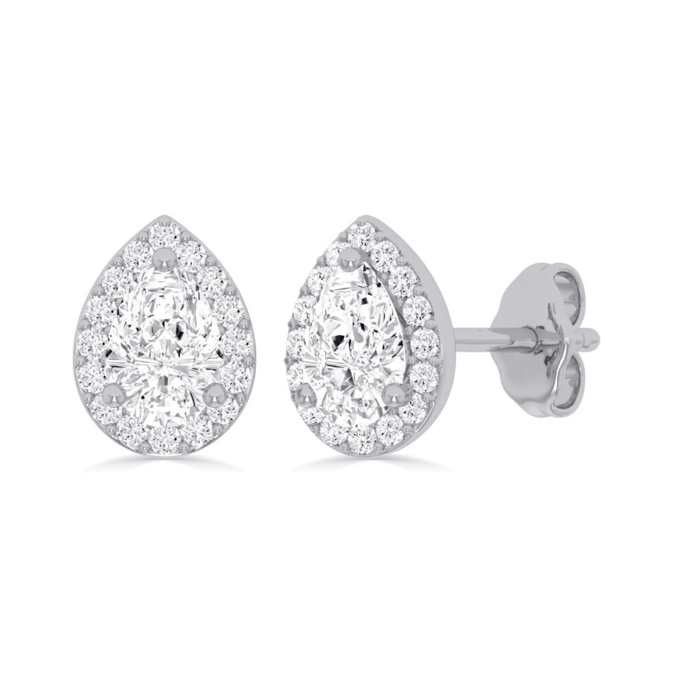 LAB GROWN PEAR HALO EARRINGS