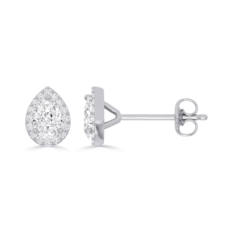 LAB GROWN PEAR HALO EARRINGS