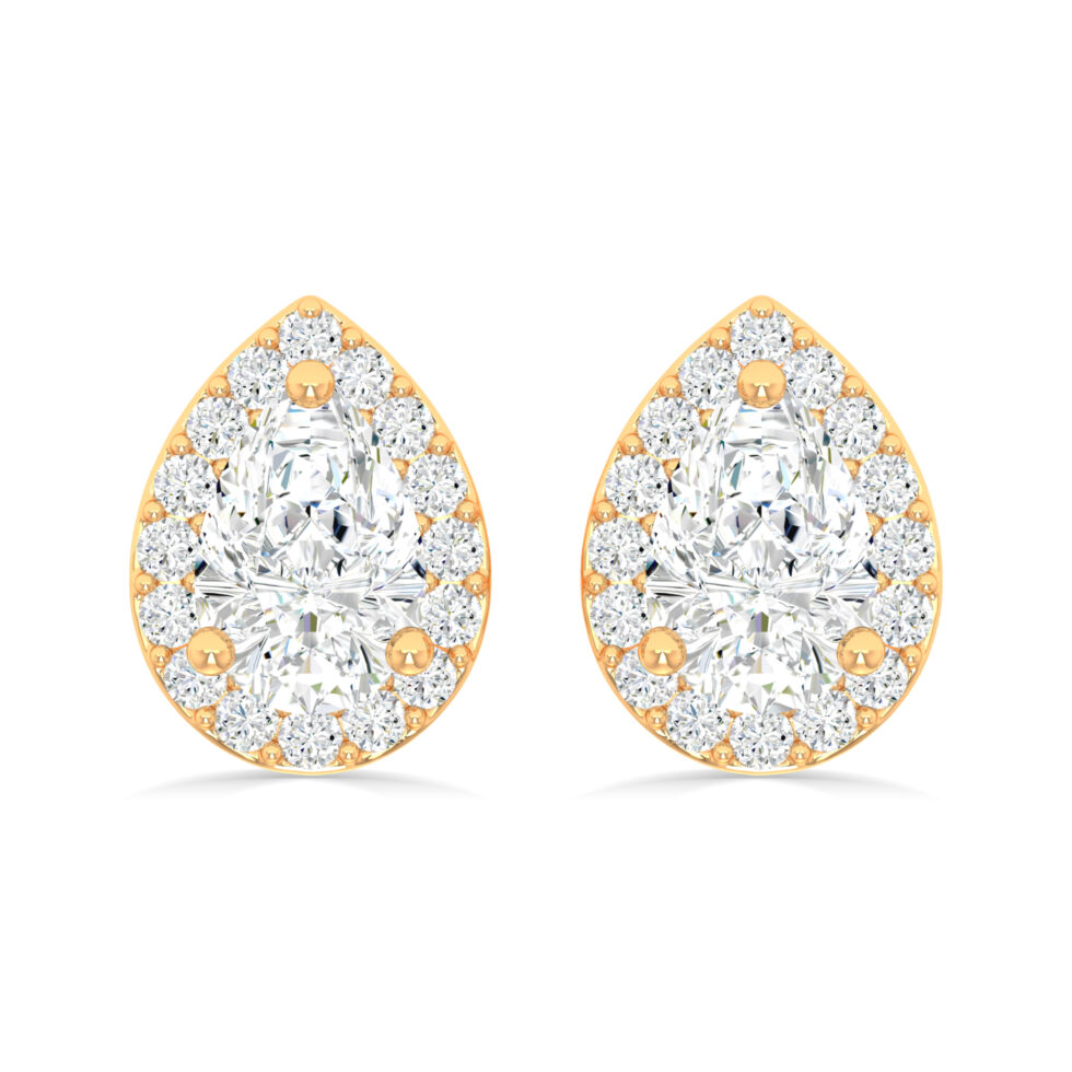 LAB GROWN PEAR HALO EARRINGS
