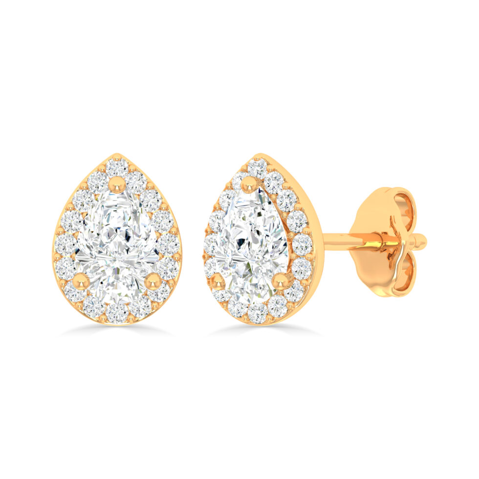 LAB GROWN PEAR HALO EARRINGS