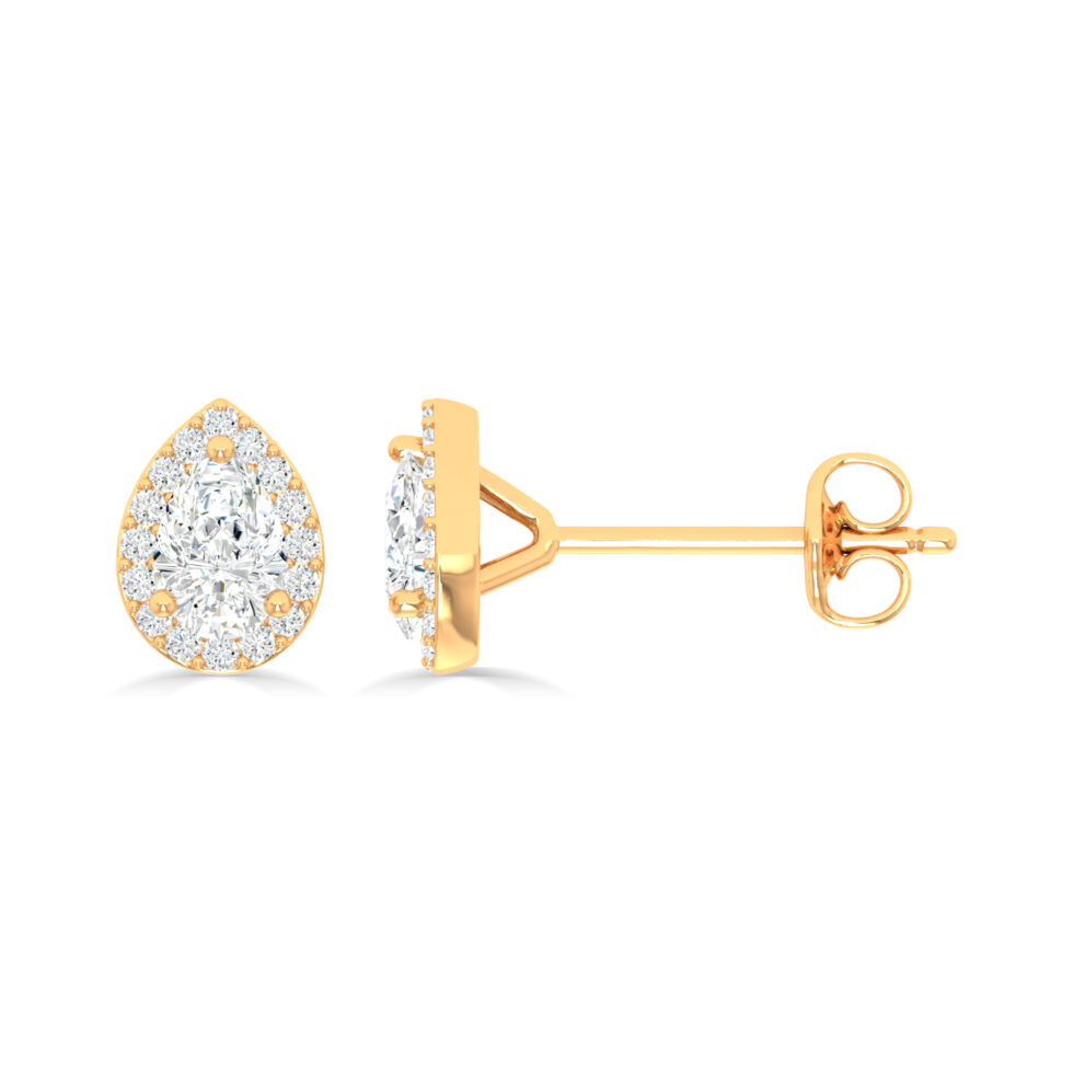 LAB GROWN PEAR HALO EARRINGS