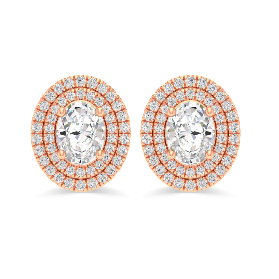 OVAL LAB GROWN DIAMOND HALO EARRINGS