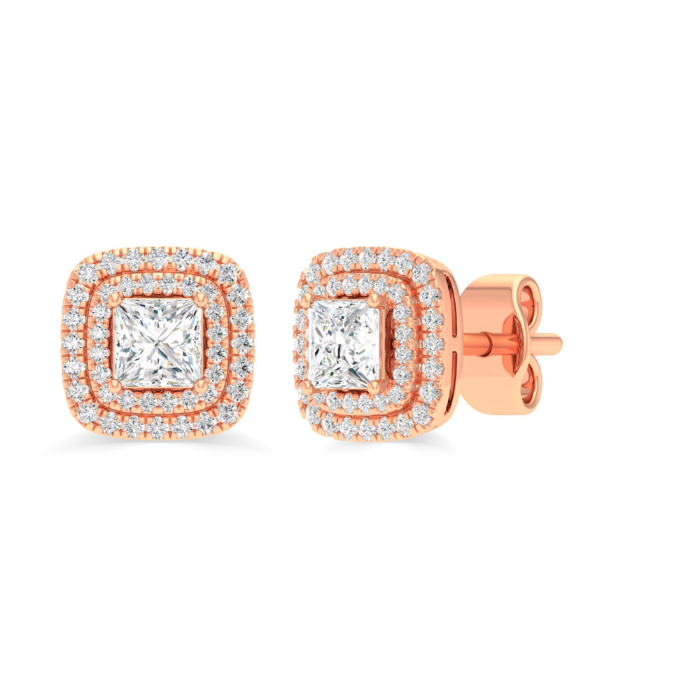 DESIGNER PRINCESS LAB CREATED HALO EARRING