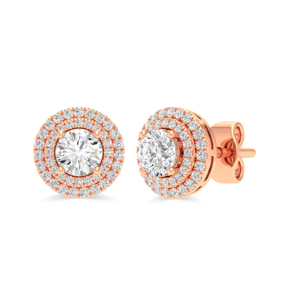 ROUND HALO LAB DIAMOND EARRINGS