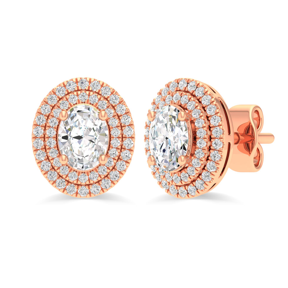 OVAL LAB GROWN DIAMOND HALO EARRINGS