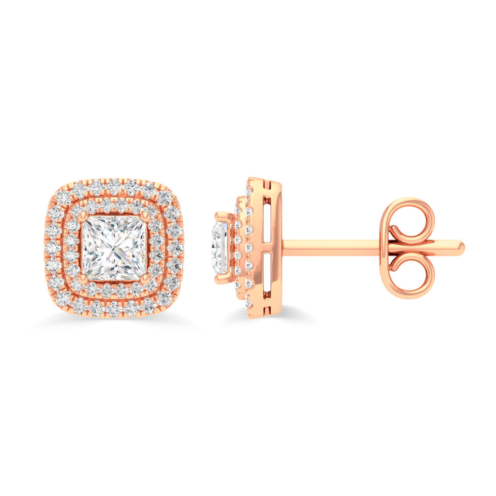 DESIGNER PRINCESS LAB CREATED HALO EARRING
