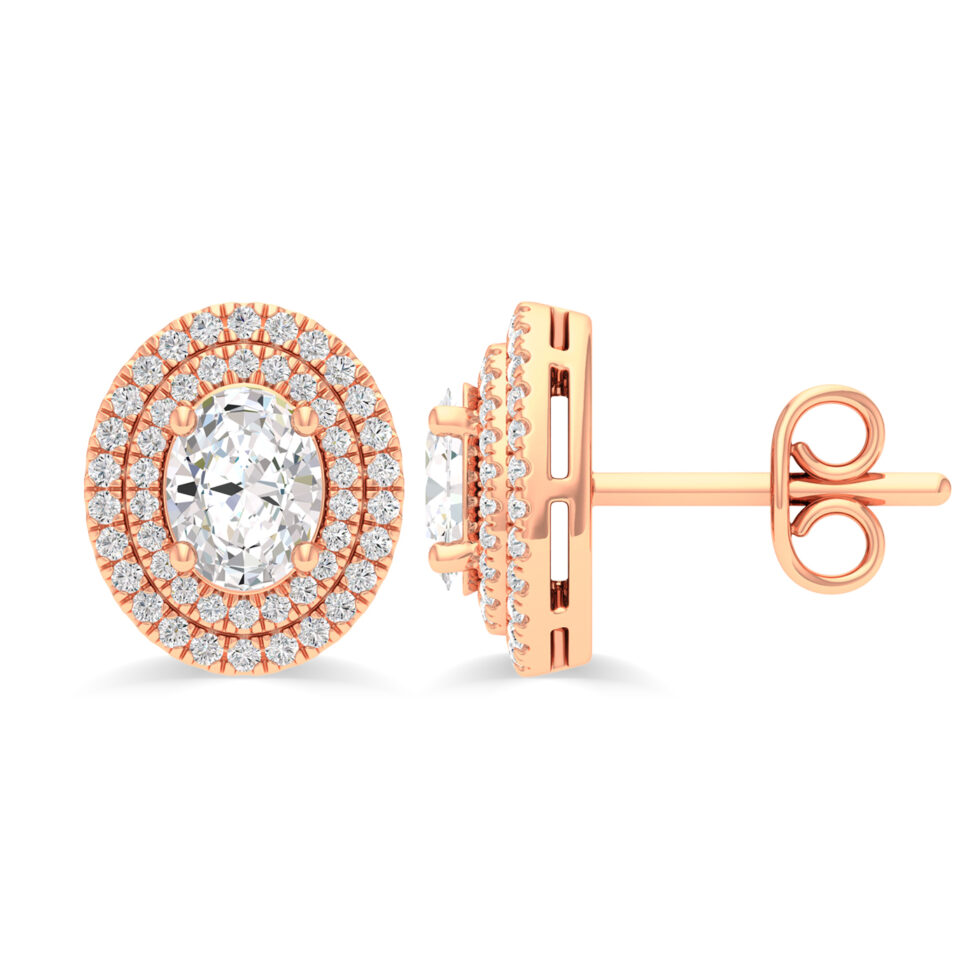 OVAL LAB GROWN DIAMOND HALO EARRINGS