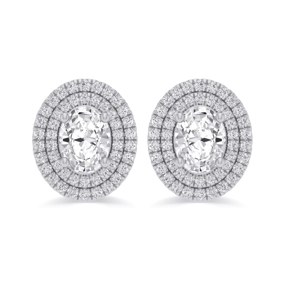 OVAL LAB GROWN DIAMOND HALO EARRINGS