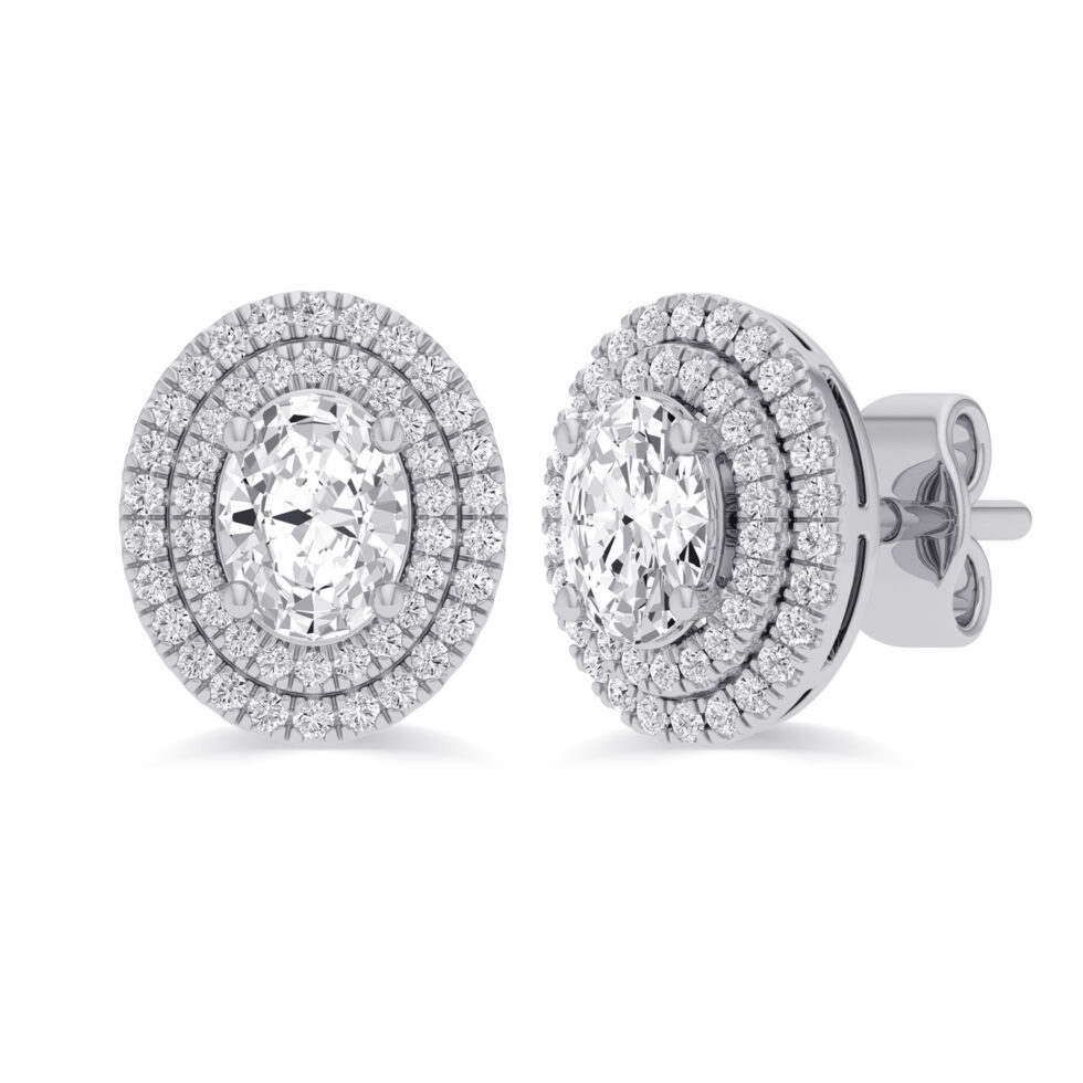 OVAL LAB GROWN DIAMOND HALO EARRINGS
