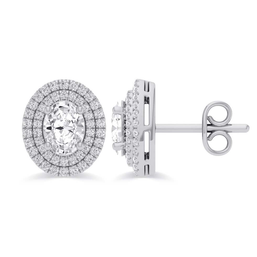 OVAL LAB GROWN DIAMOND HALO EARRINGS