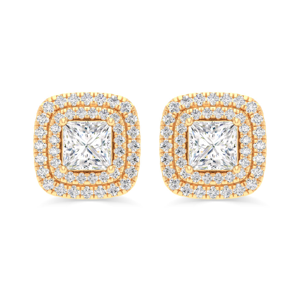 DESIGNER PRINCESS LAB CREATED HALO EARRING