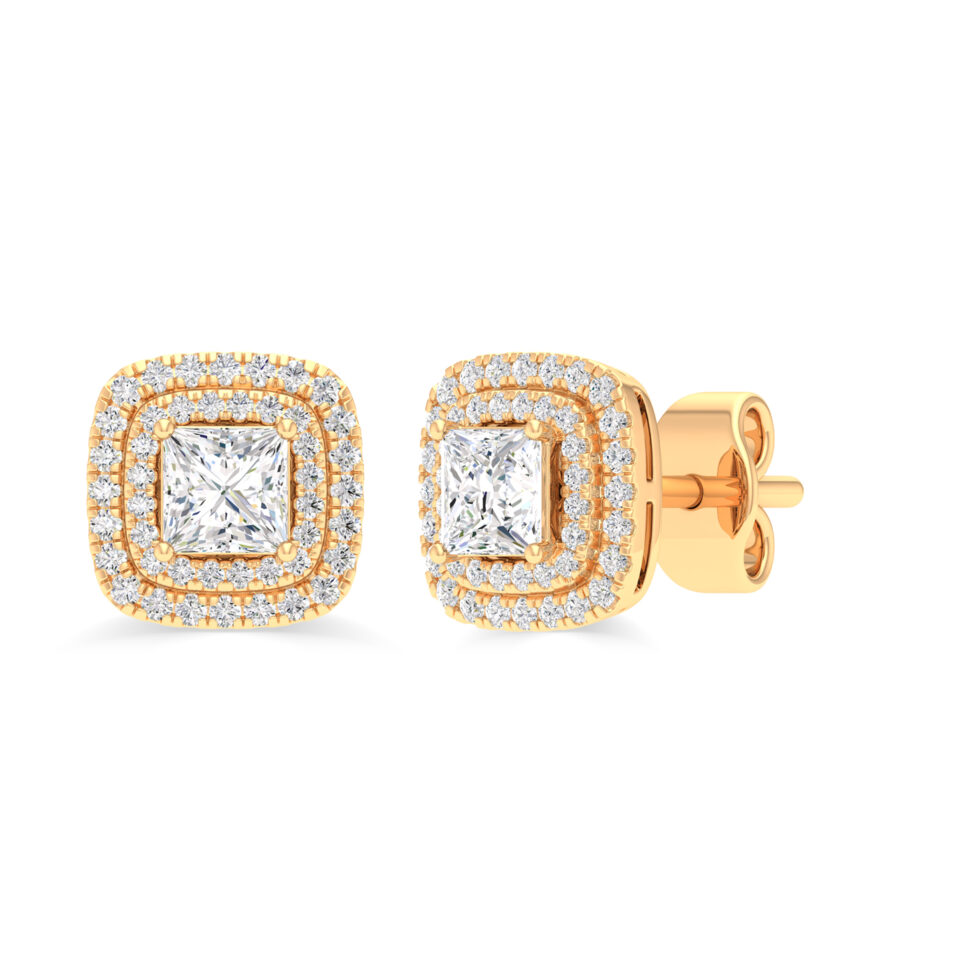 DESIGNER PRINCESS LAB CREATED HALO EARRING