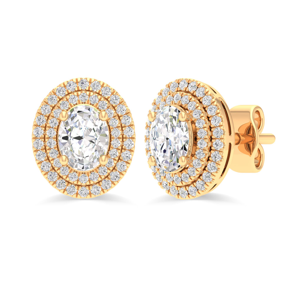 OVAL LAB GROWN DIAMOND HALO EARRINGS