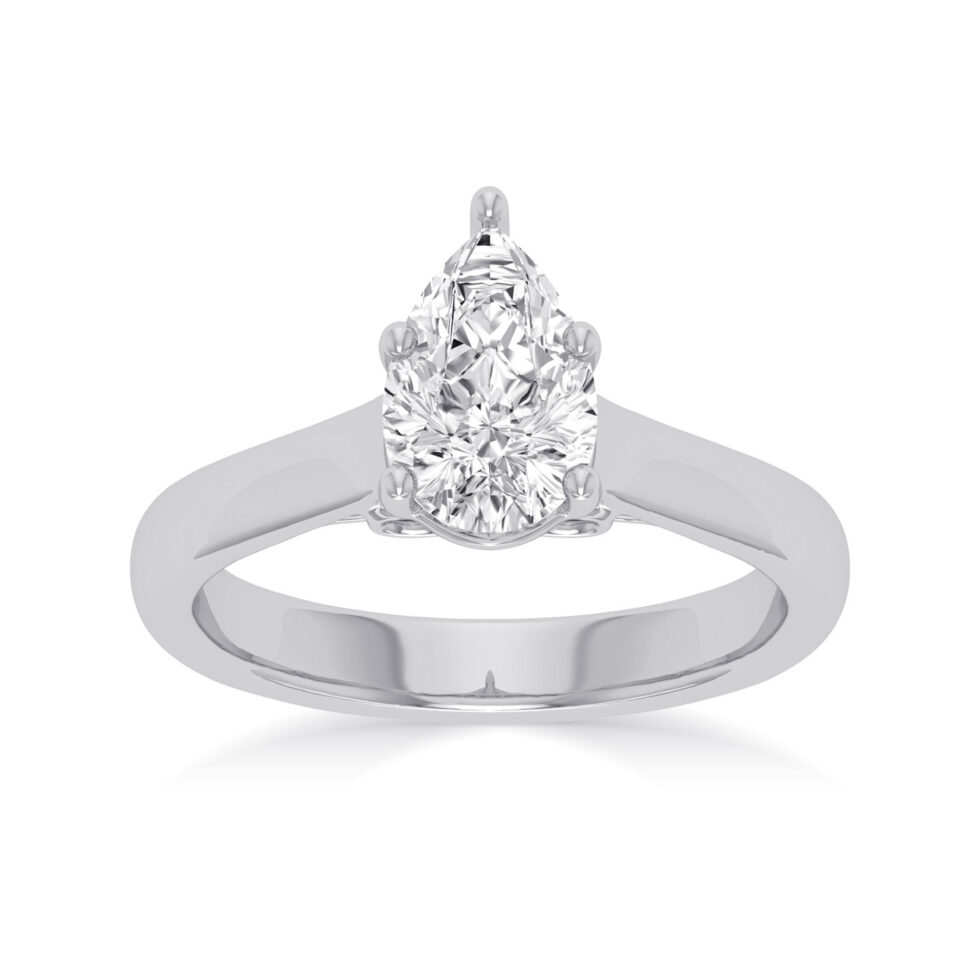 Pear Man Made diamond Engagement Ring