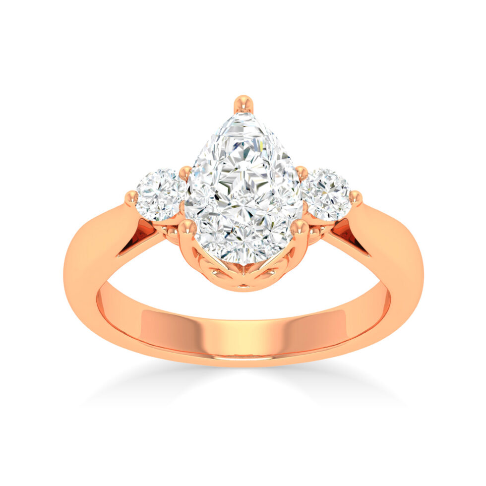 3 Stone Pear Diamond Ring