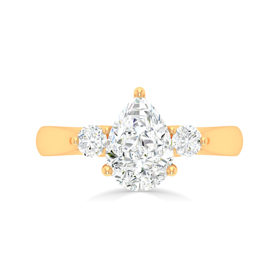 3 Stone Pear Diamond Ring