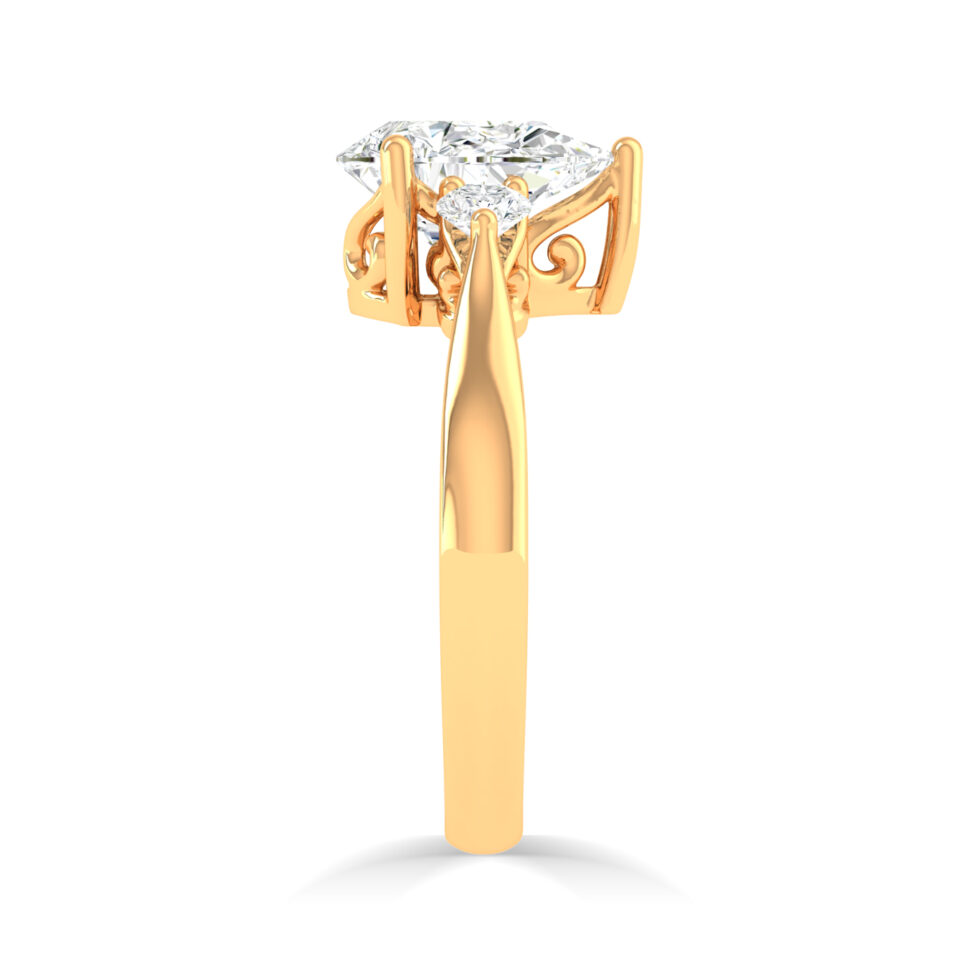 3 Stone Pear Diamond Ring