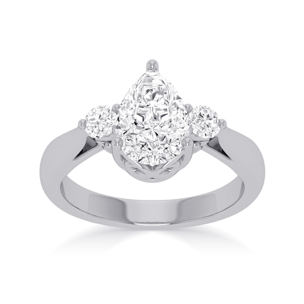 3 Stone Pear Diamond Ring