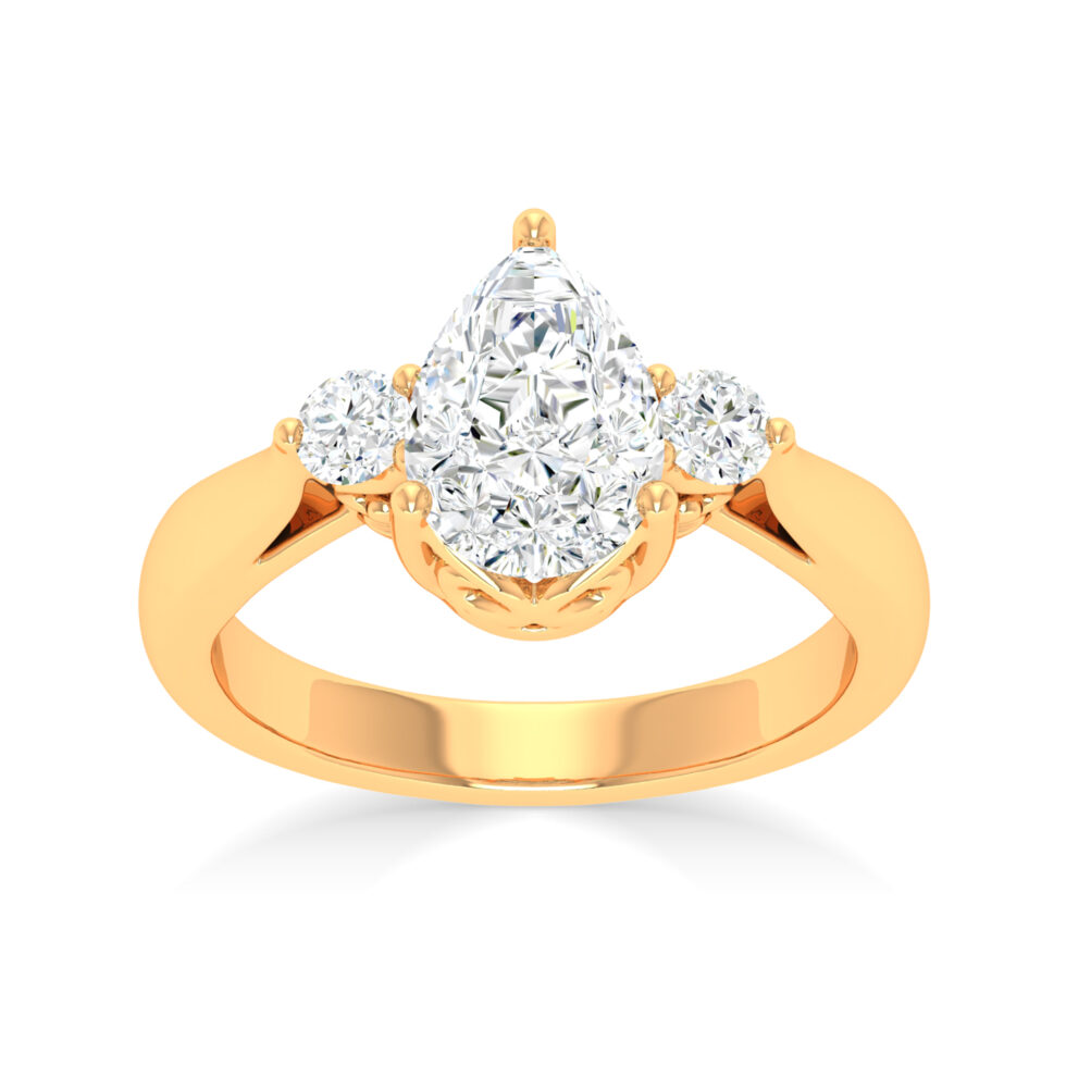 3 Stone Pear Diamond Ring