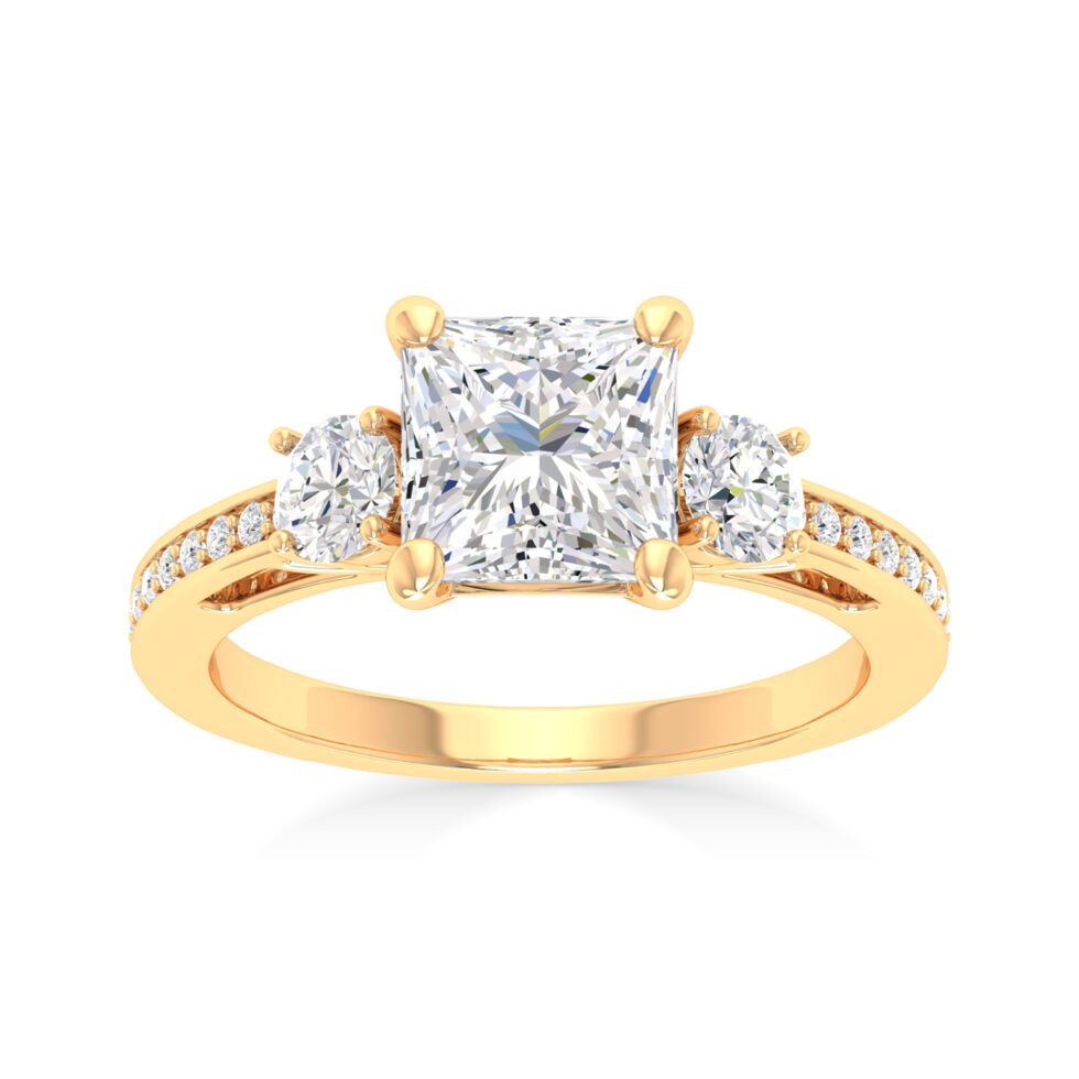 3 Stone Princess Designer Ring