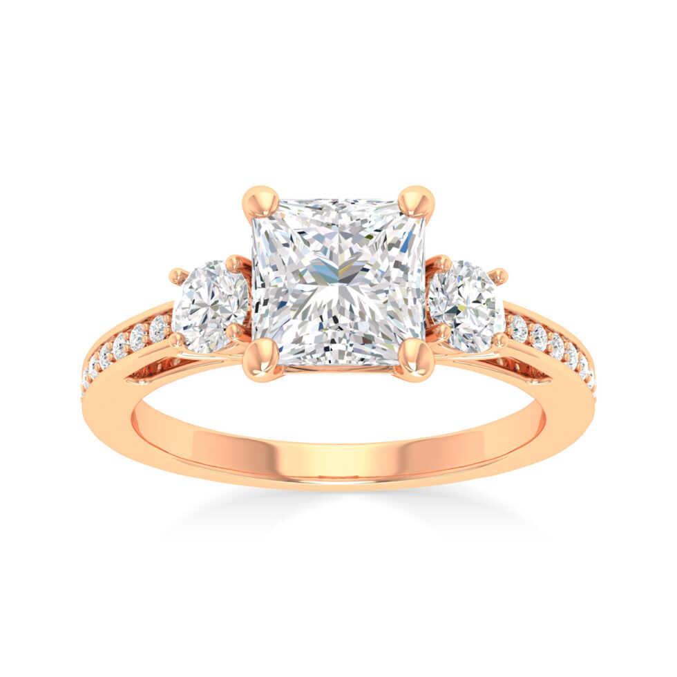 3 Stone Princess Designer Ring