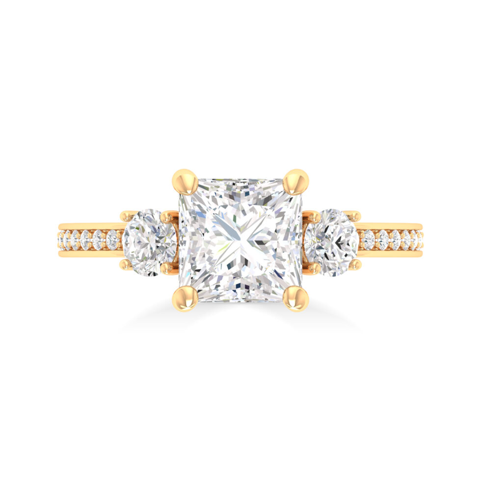 3 Stone Princess Designer Ring