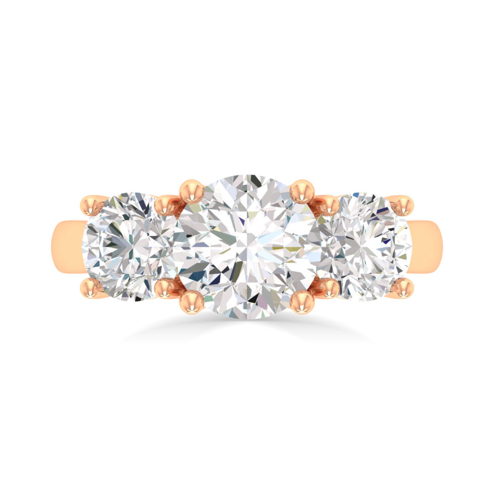 Three Stone Round Lab Created Ring