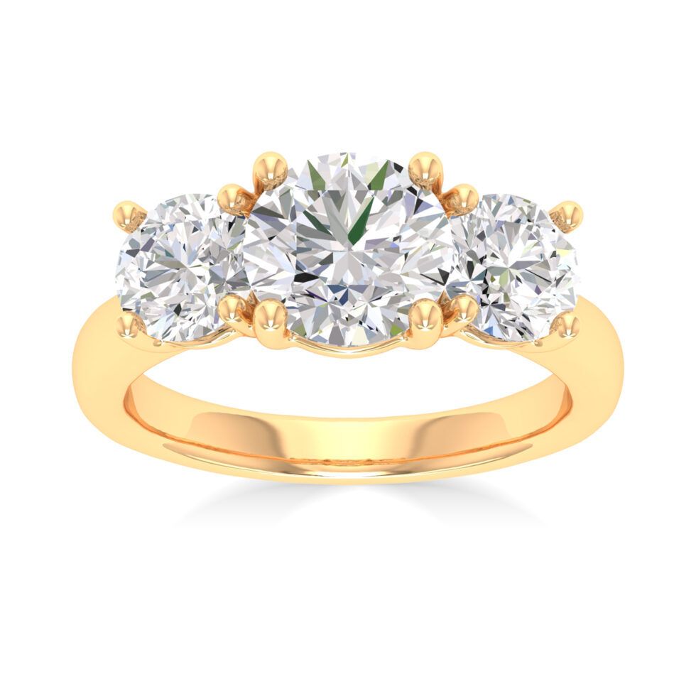 Three Stone Round Lab Created Ring