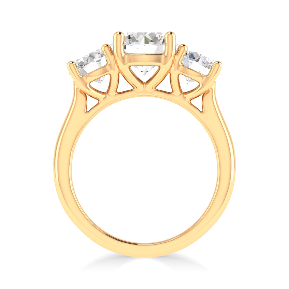 Three Stone Round Lab Created Ring